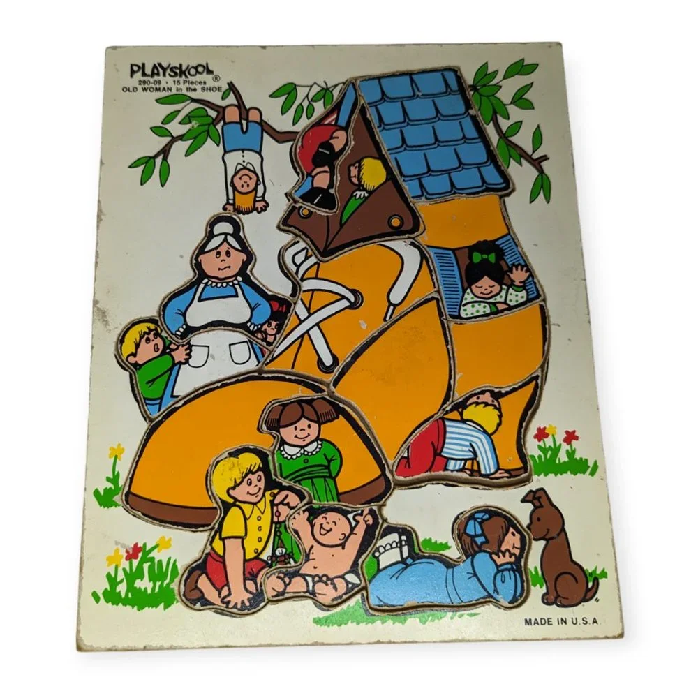 Vintage Playskool Old Woman in the Shoe Puzzle